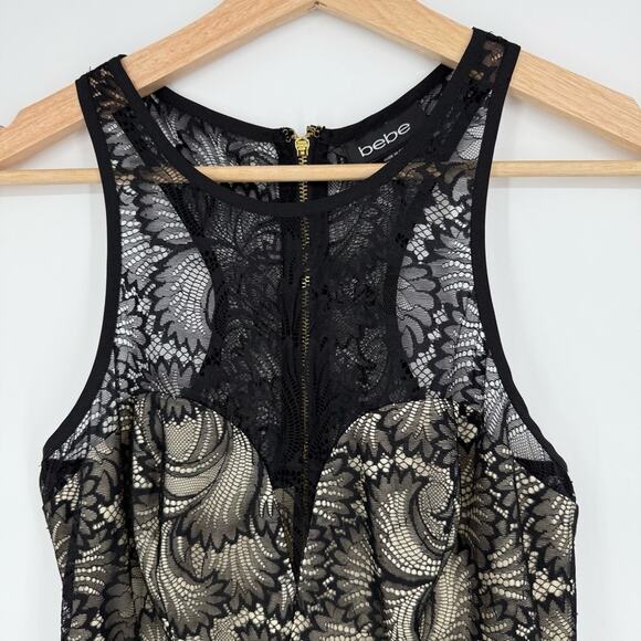 BEBE Black‎ Lace Peplum Top Size XS - Picture 2 of 9